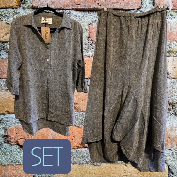 Rhea Other - Gray Button-Up Shirt and Pant Set by Rhea L/XL